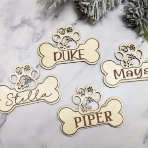 Personalized Dog Bone Christmas Ornament 🦴 | Custom Pet Name Wood